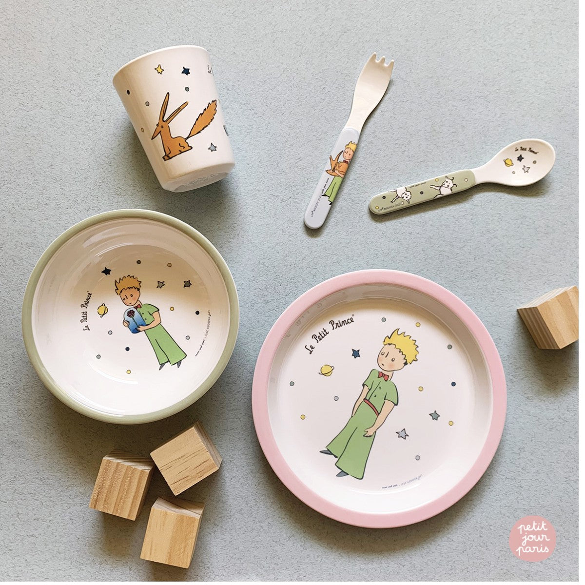 Petit Jour Paris Children’s Tableware Gift Set, 5 Pieces – Den lille prins, Pink