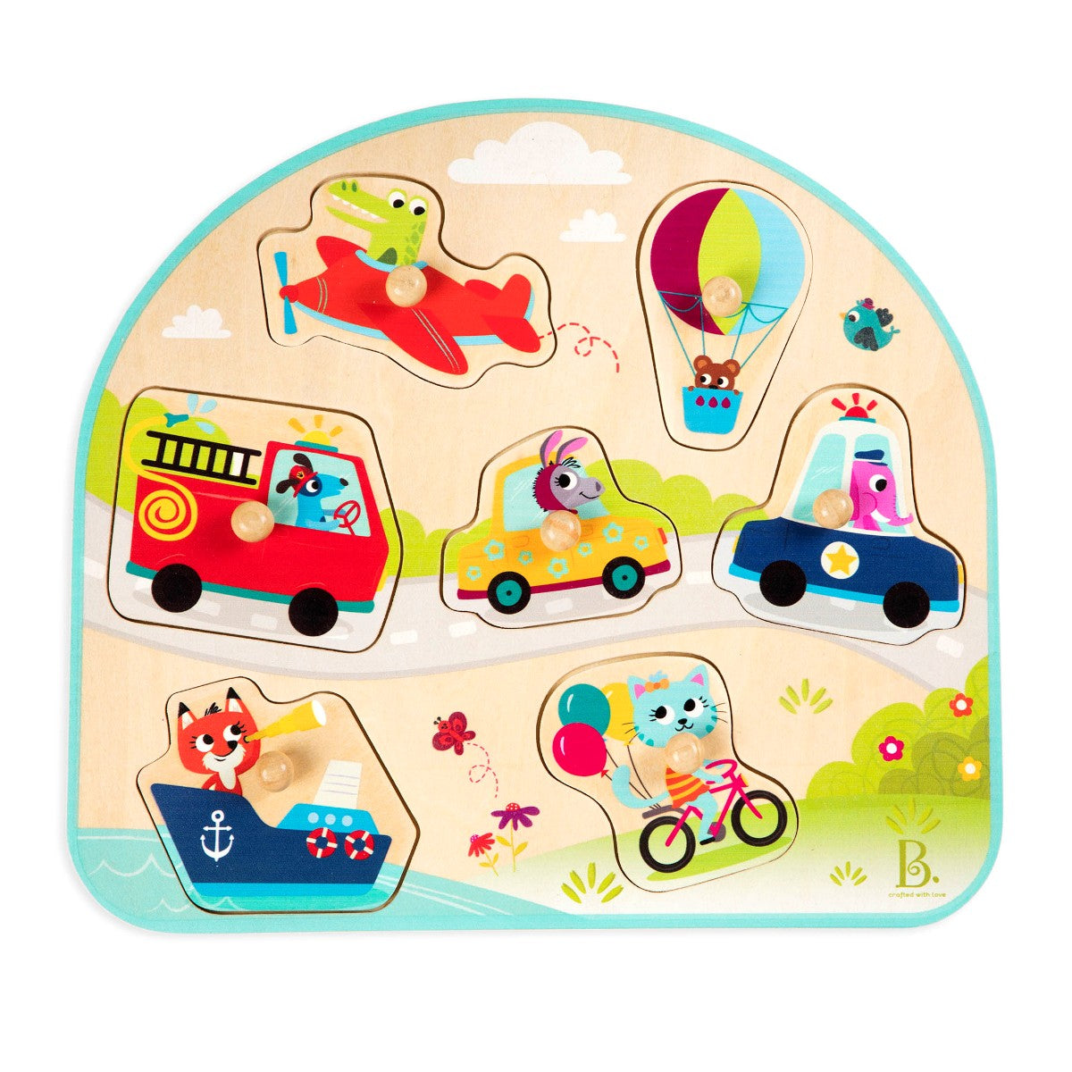 B Toys Knob Puzzle, Transport - From 18 Months