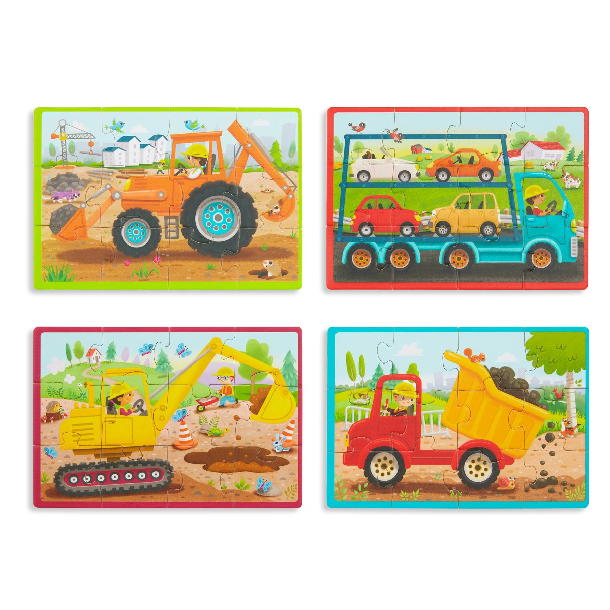B Toys Puzzle, 4-in-1 - Construction Vehicles