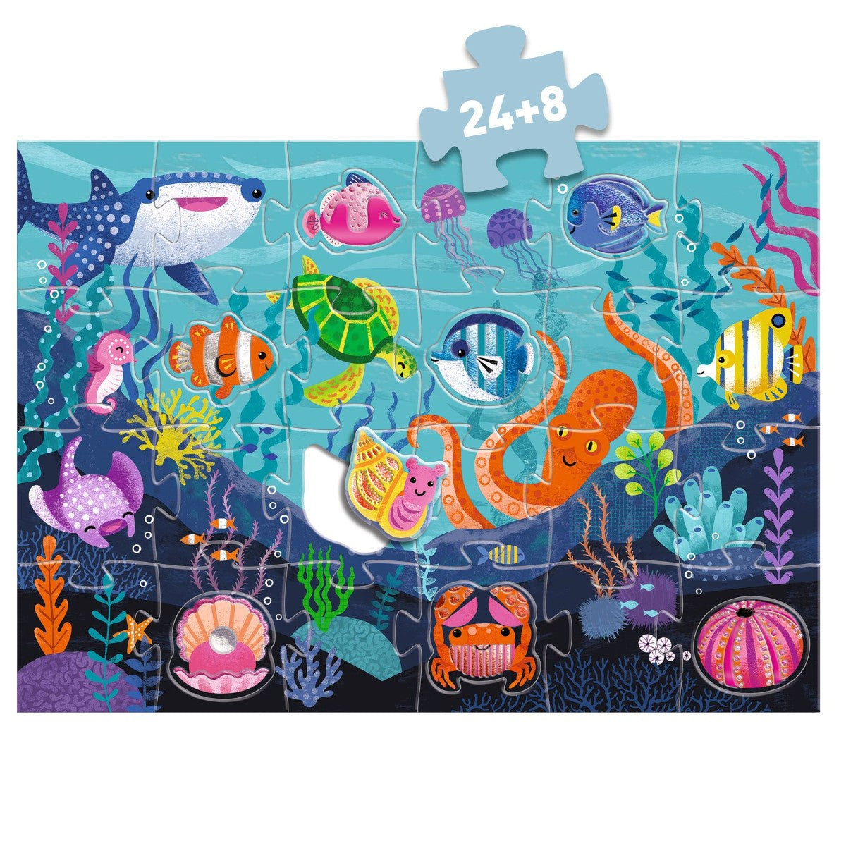 Djeco Sensory Puzzle, Sea - 24+8 Pieces