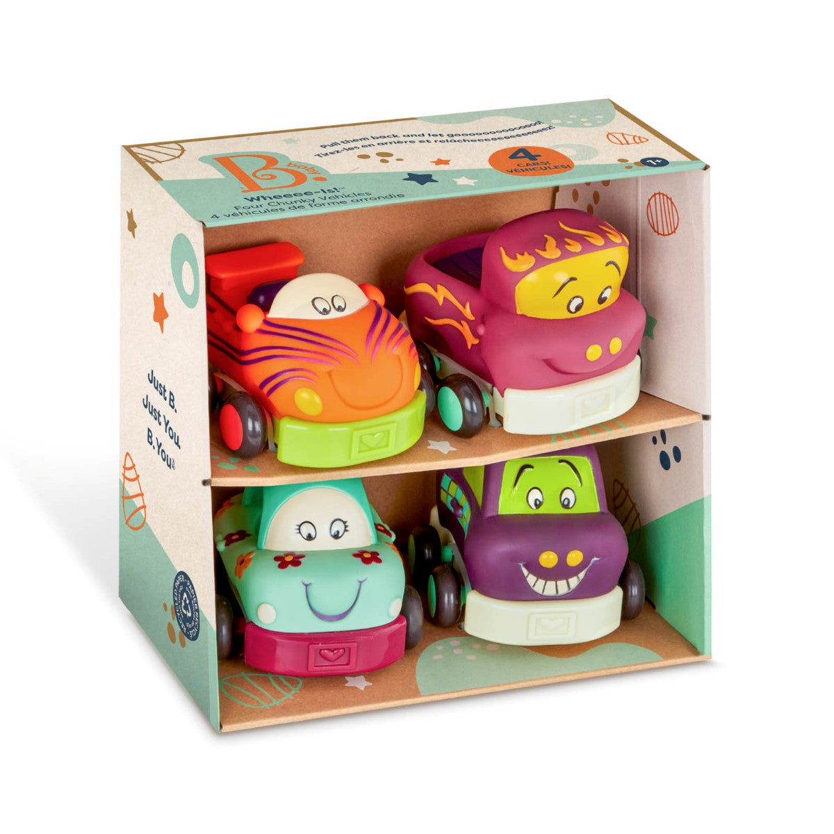 Wheeee-ls Pull-Back Cars, Set of 4 - Mint