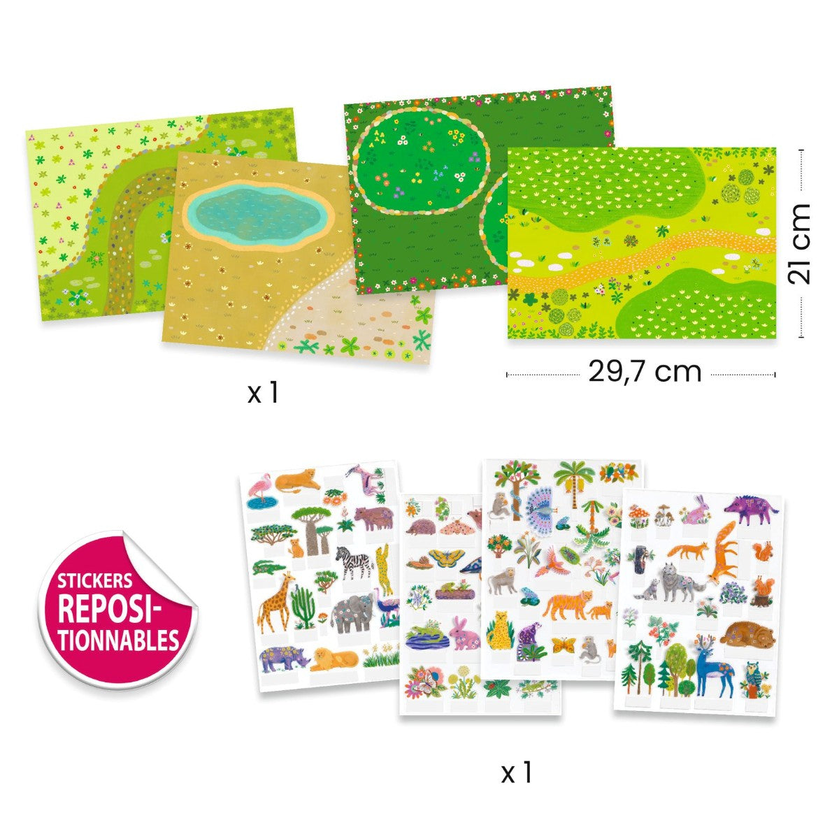 Djeco Creative Stand-Up Stickers, Animals