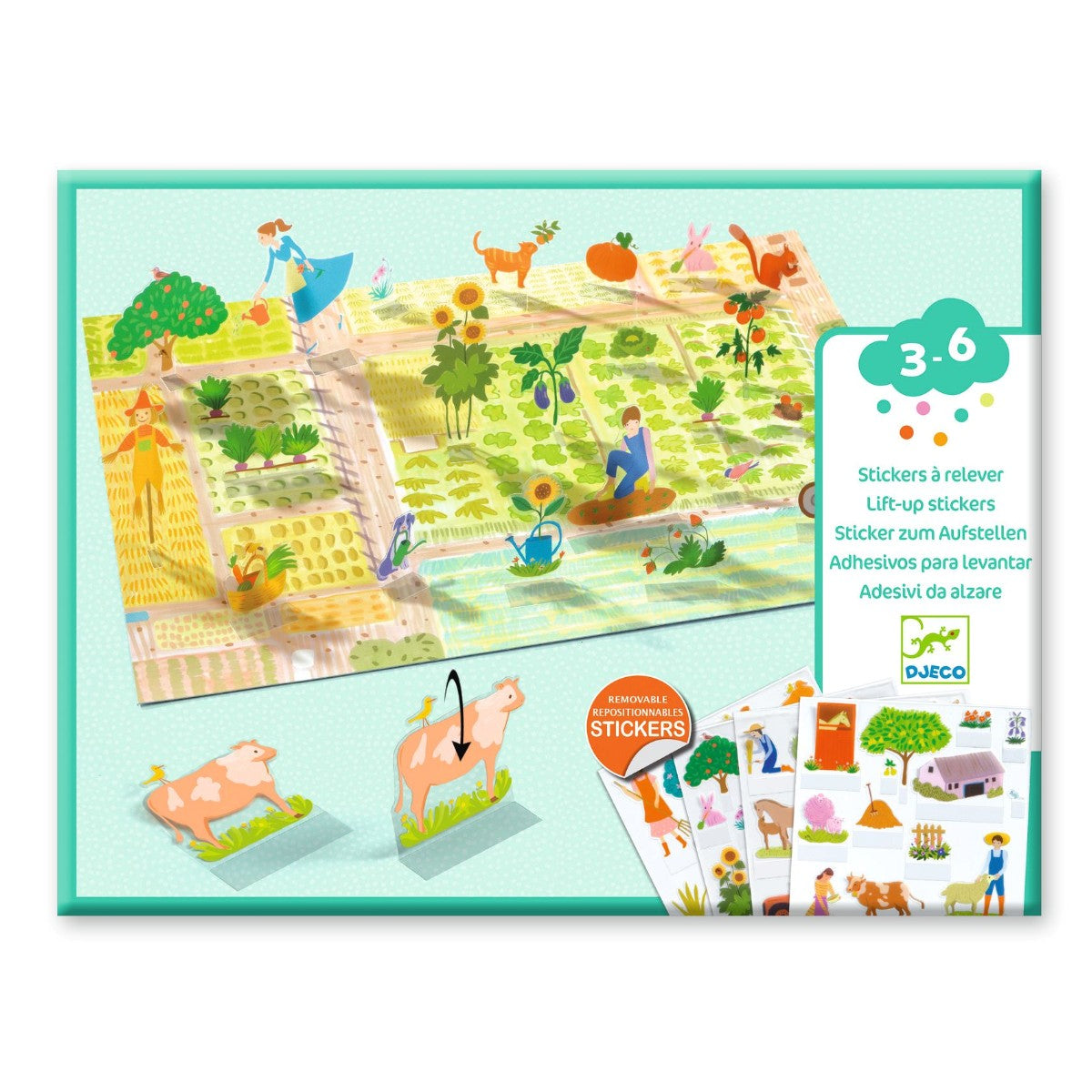 Djeco Creative Stand-Up Stickers, Farmyard