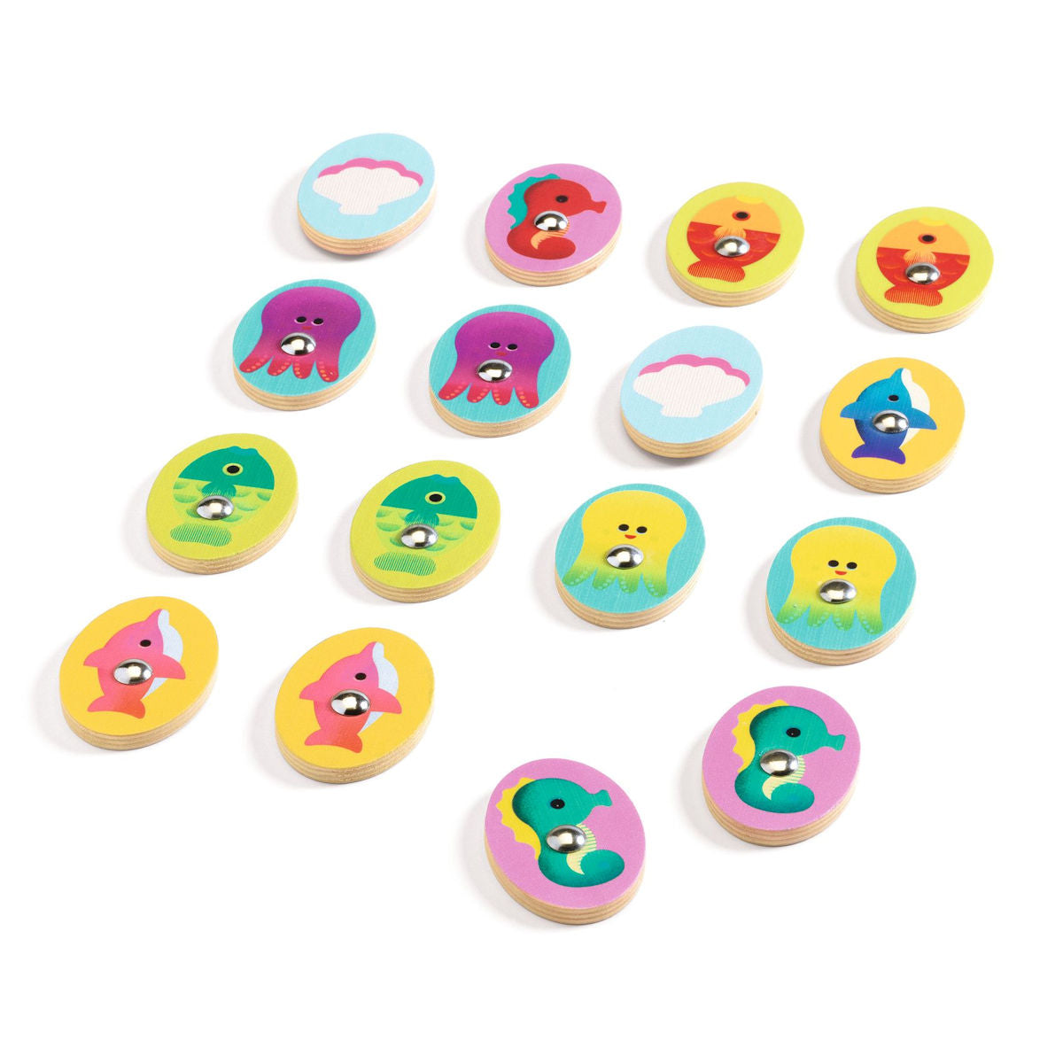 Djeco Wooden Educational Game, Ludo Sea – 4-in-1 Game Set including Fishing Game