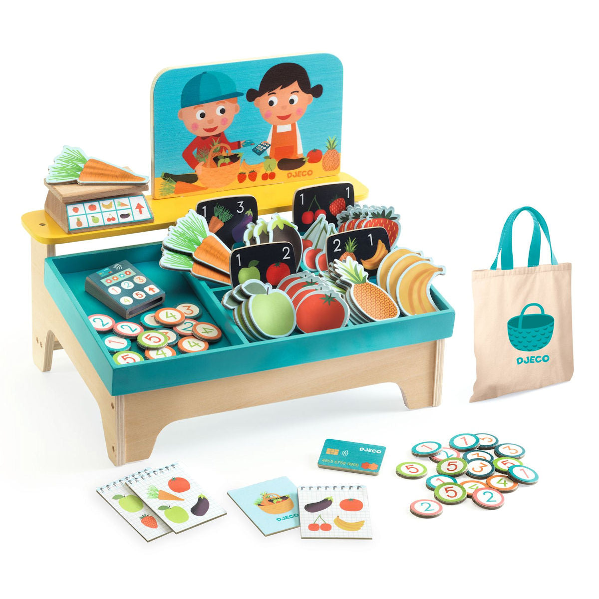Djeco Play Food Set, Léa & Milo - Little Market Stall