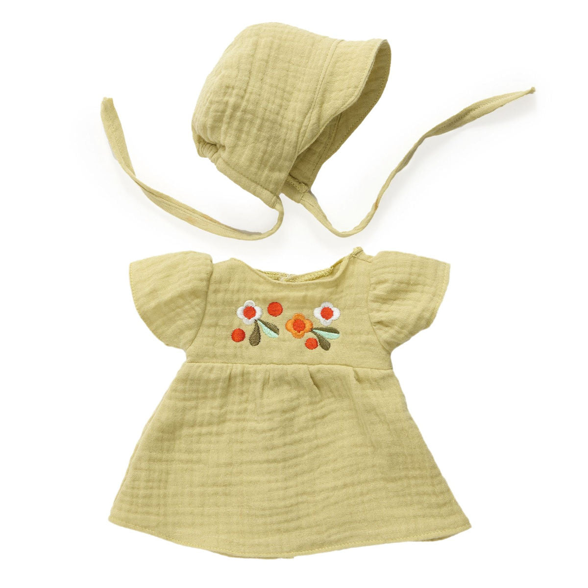 Djeco Pomea Doll Clothing Set, Dress and Bonnet