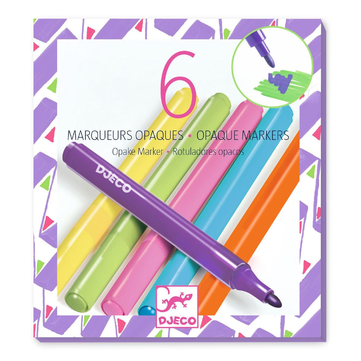 Djeco Acrylic Markers, Set of 6 - 80s Style
