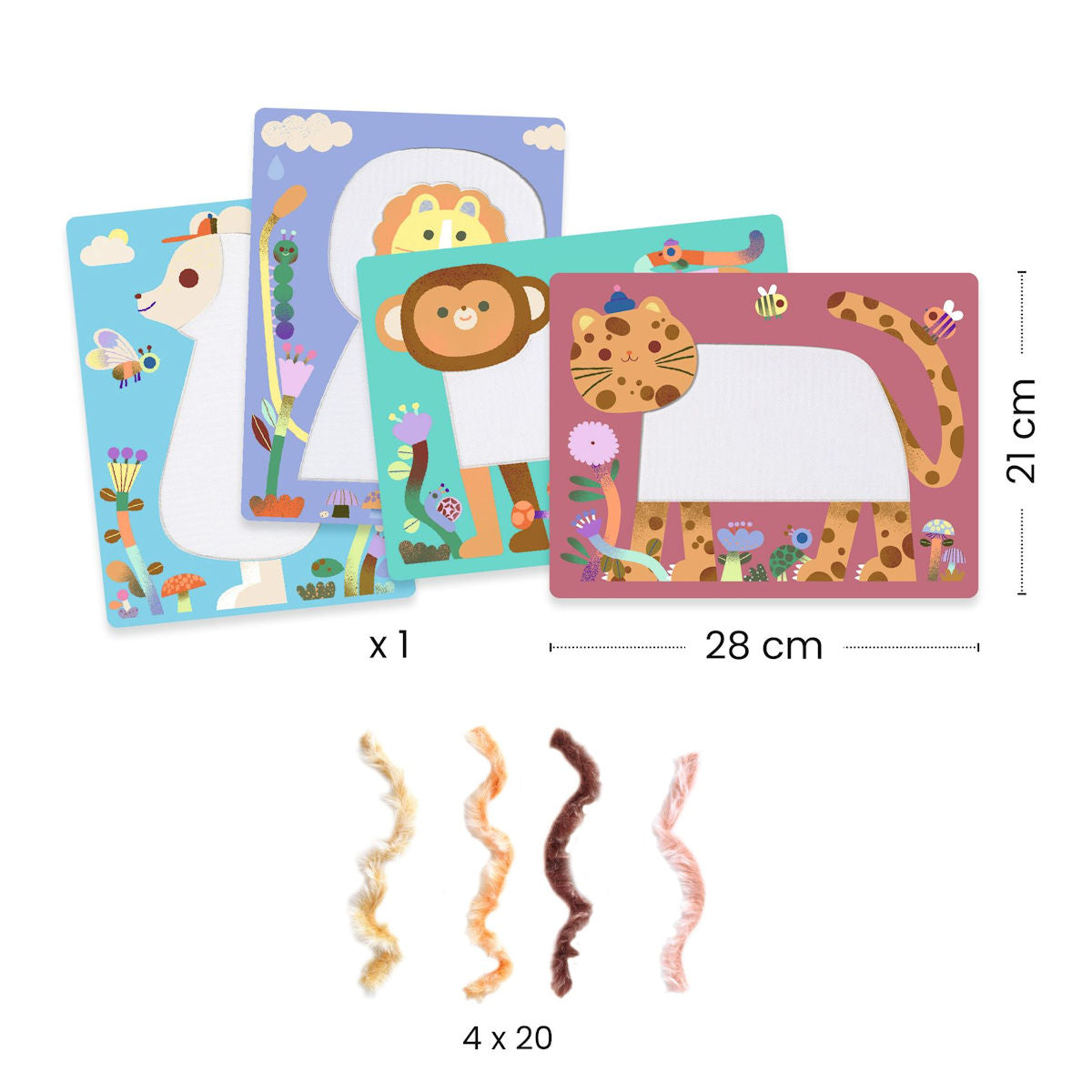 Djeco Creative Set with Wool Yarn, Fluffy Friends