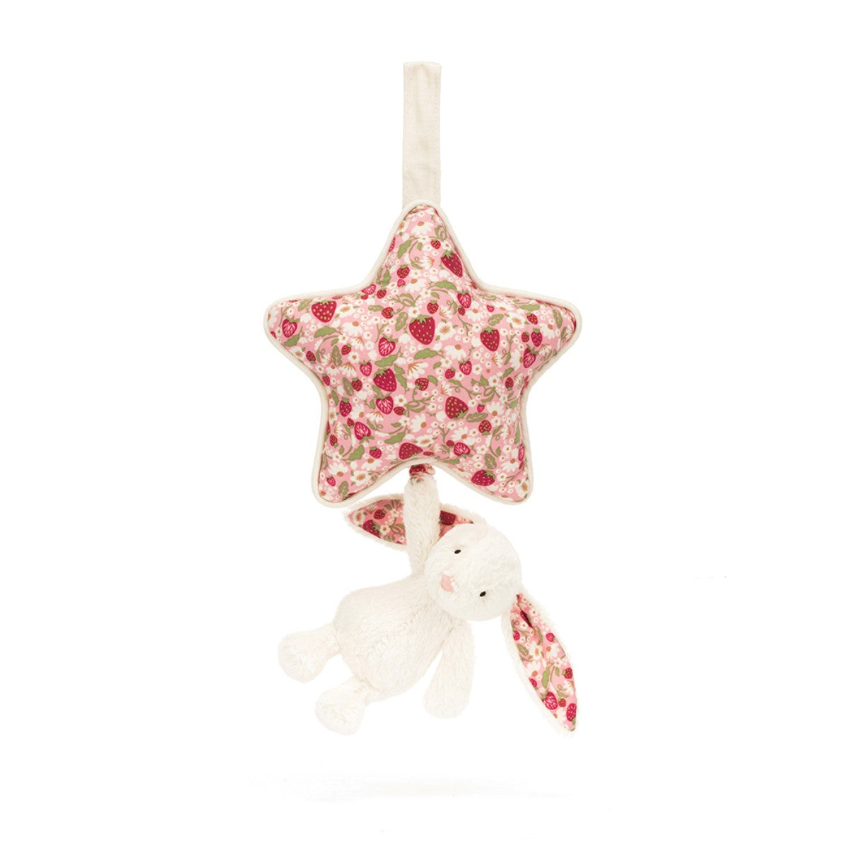 Baby Jellycat Musical Pull Toy, Bashful Bunny - Mimi Strawberry