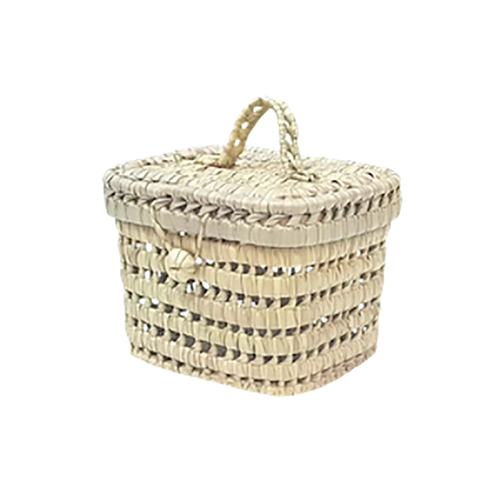 Lubilu Mini Picnic Basket of Palm Leaves, 15 x 25 x 13 cm