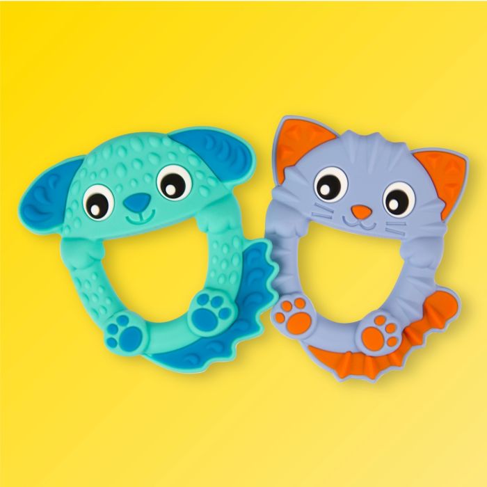 Playgro Teething Rattles, Dog & Cat
