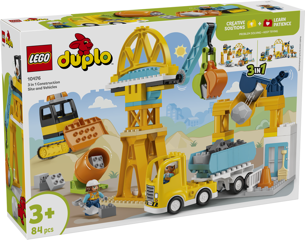 LEGO® DUPLO®, 3-i-1 Byggeplads med køretøjer
