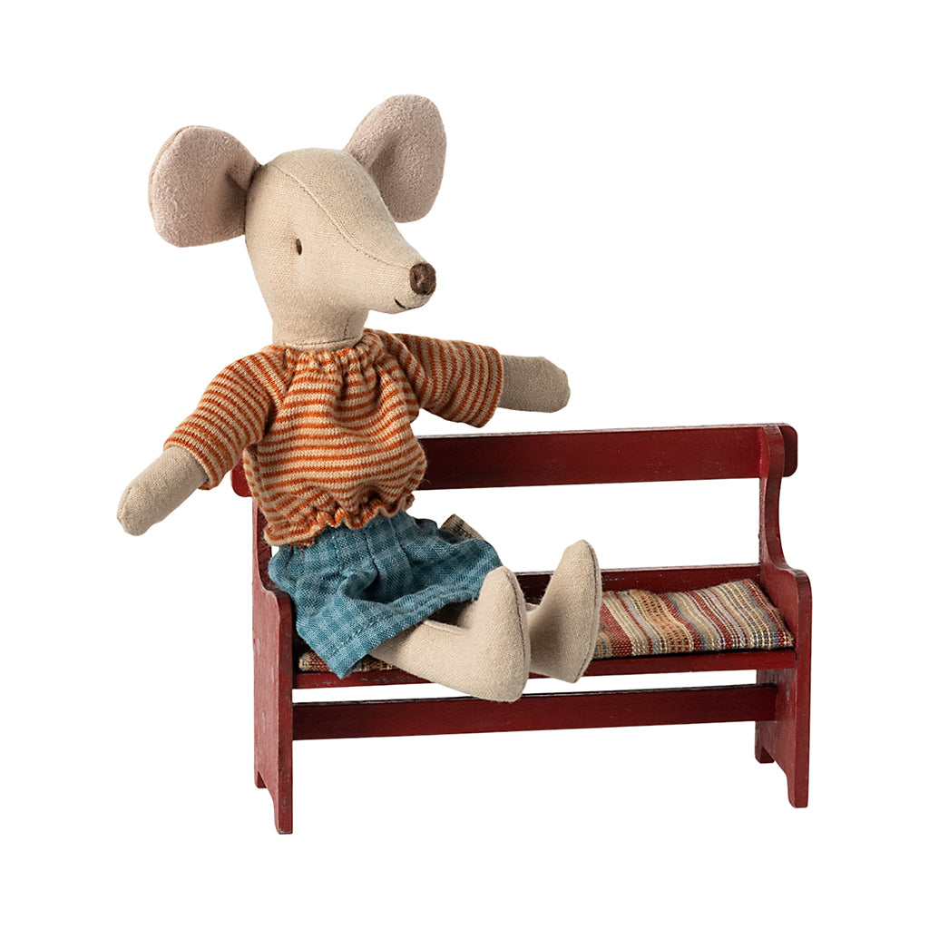 Maileg Doll Accessories, Red Bench for Mice
