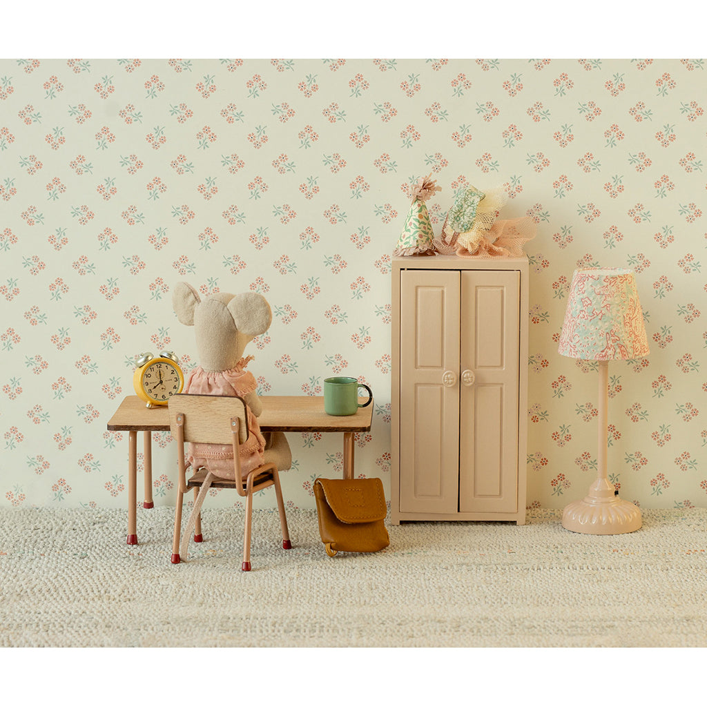 Maileg Doll Accessories for Mice, Wardrobe with 3 Hangers - Pink