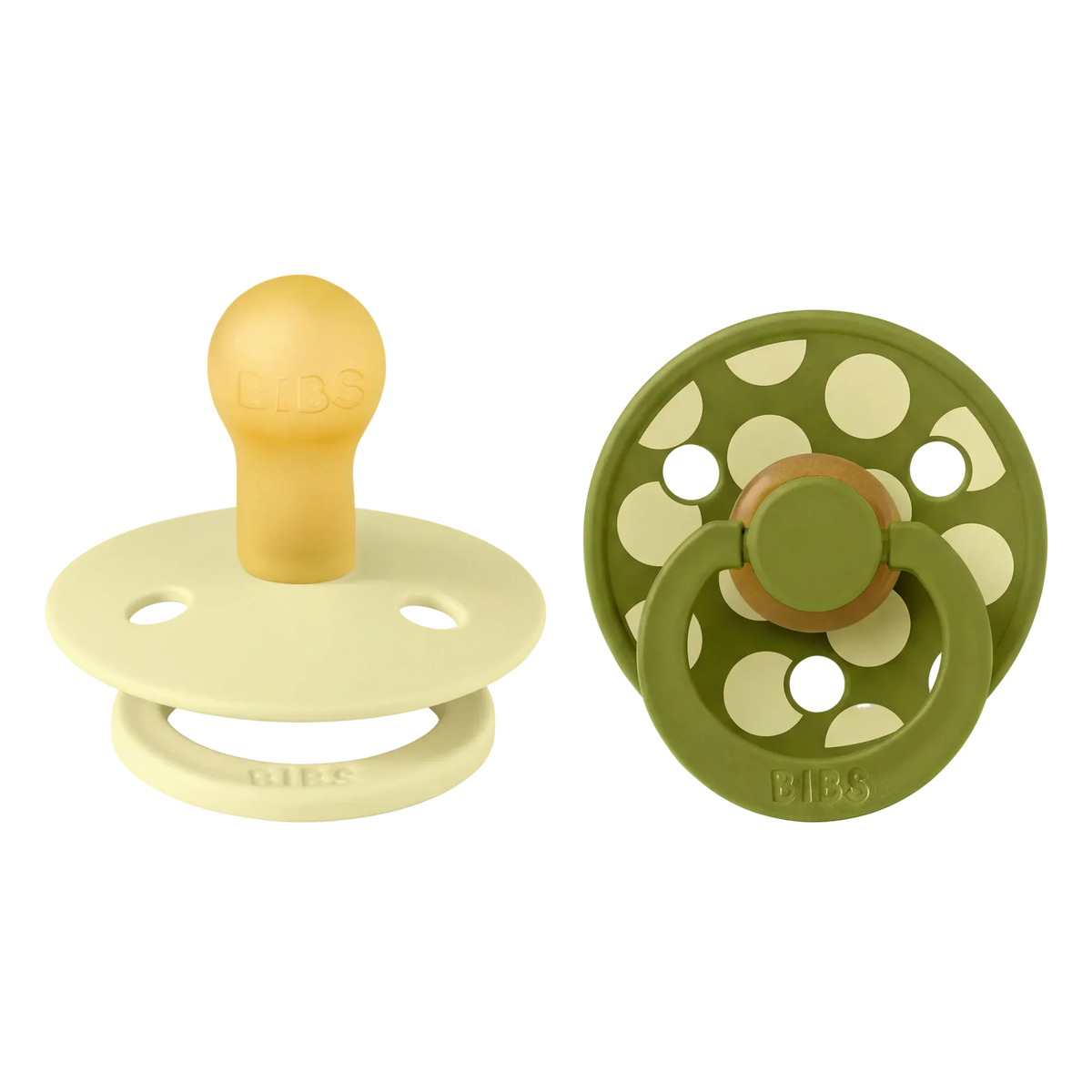 Bibs Pacifiers in Natural Rubber, Size 2 – Polka Luna/Wasabi