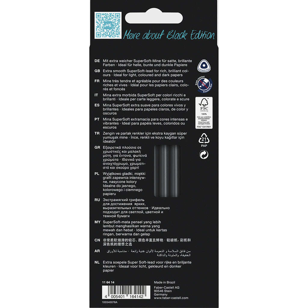 Faber-Castell, Black Edition, 12 Colored Pencils - Skintones