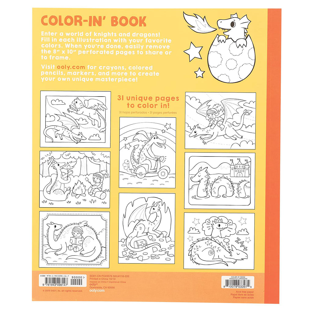 Ooly Coloring Book, Knights & Dragons