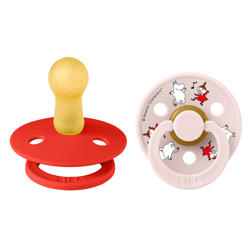 Bibs Natural Rubber Pacifiers, 2-Pack, Size 2 - Moomin, Dancing Candy - Apple Mix