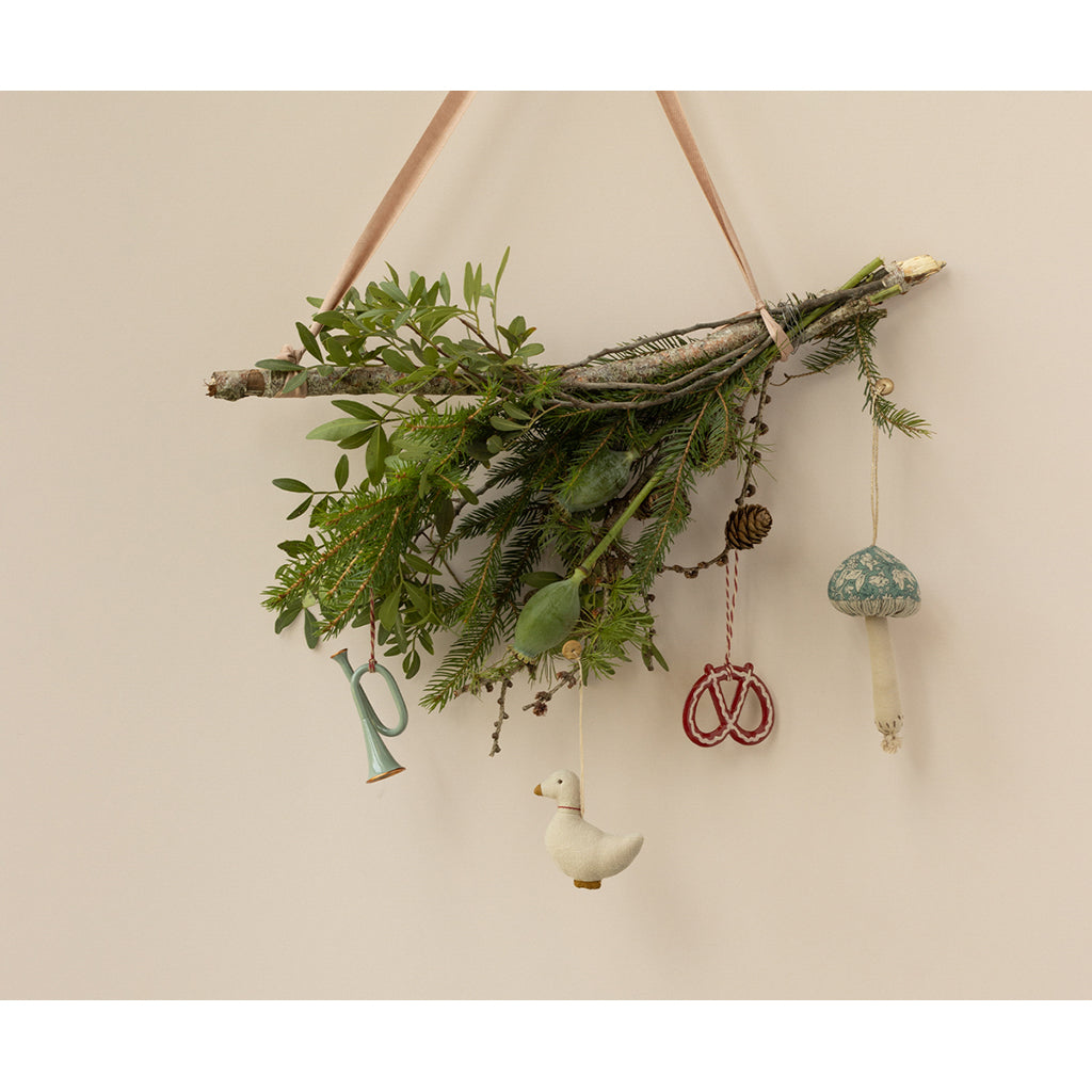 Maileg Christmas Ornament, Metal Hanger, Candy Cane with Stripes