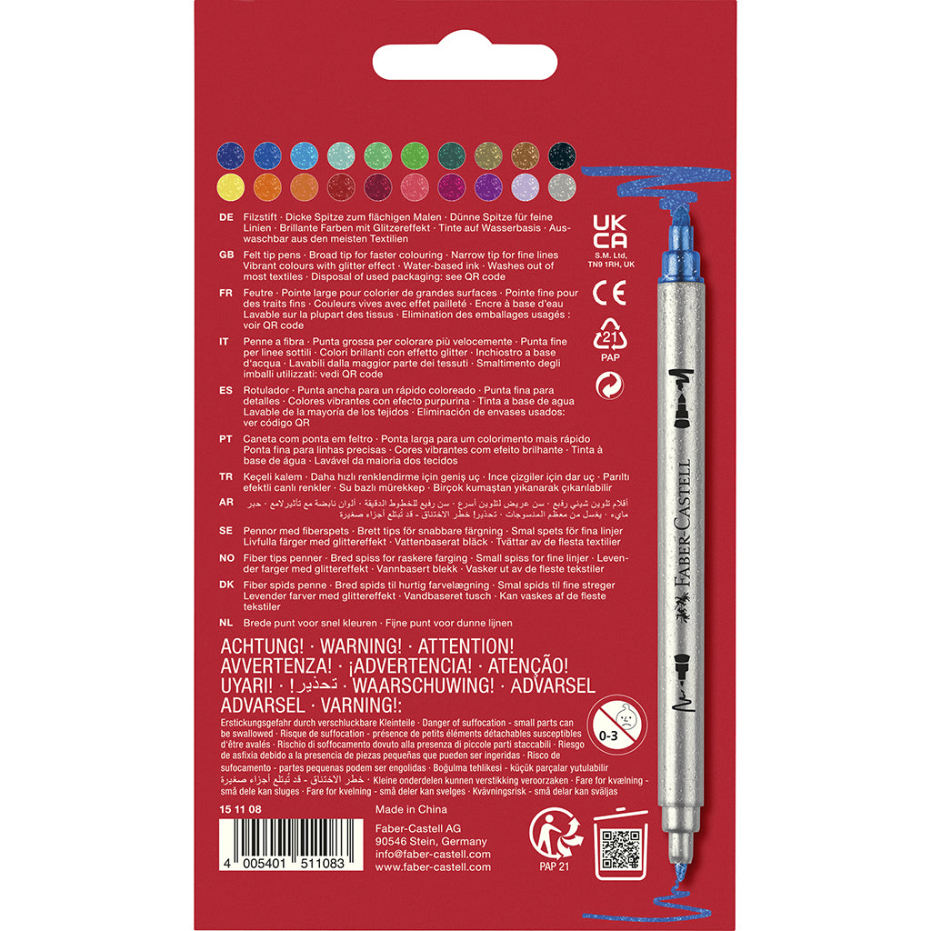 Faber-Castell, Glitter Markers 20 pcs – Double-Sided