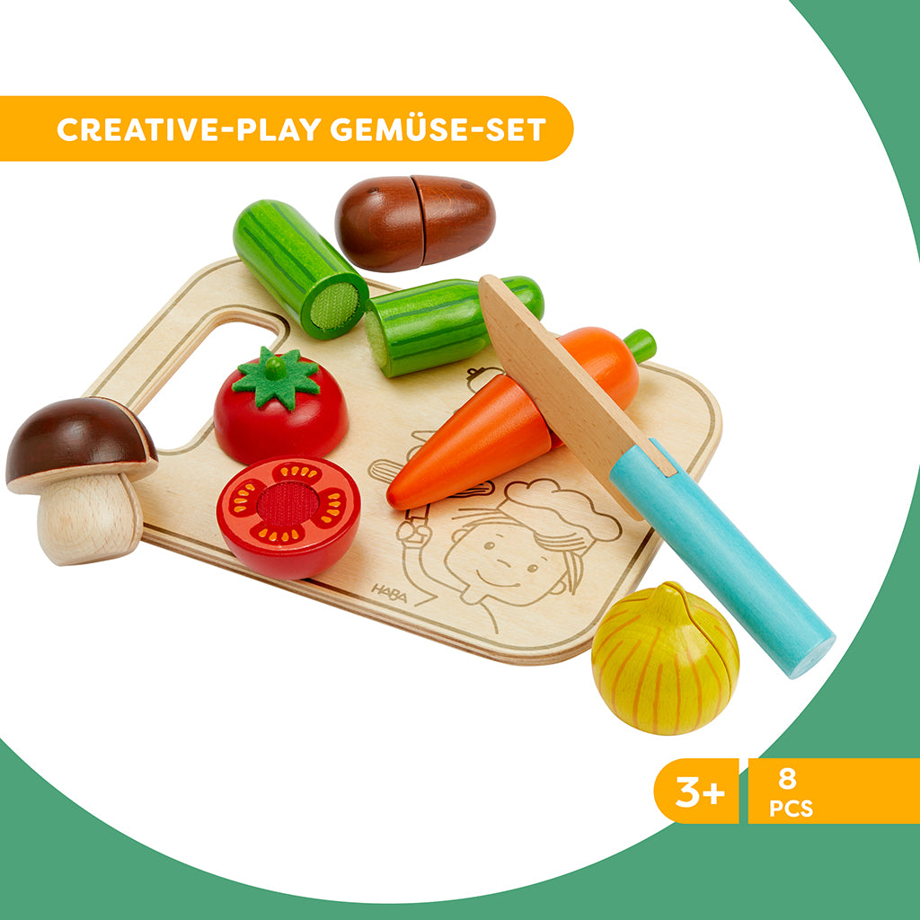 Haba Wooden Play Food, Vegetables with Cutting Board and Knife