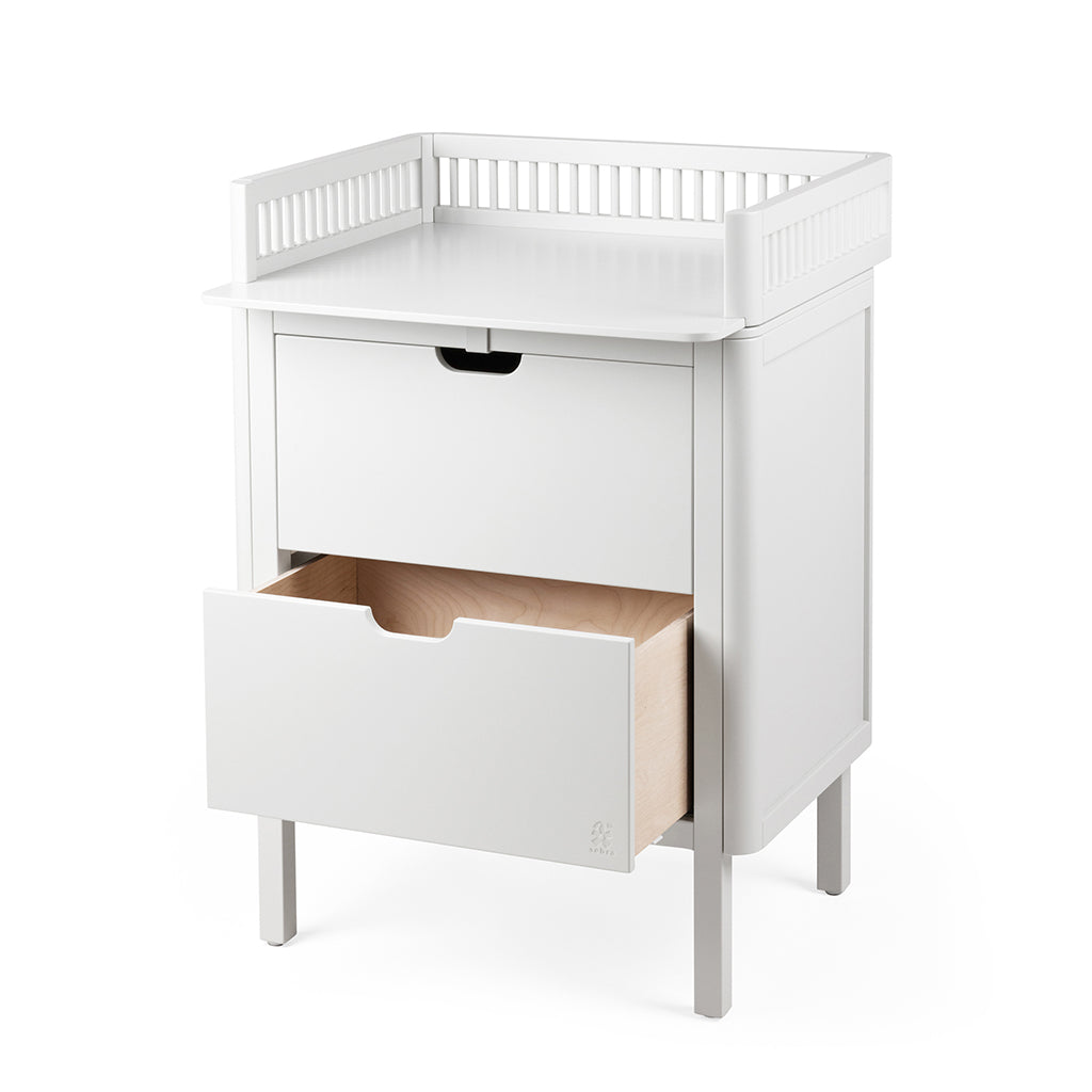 Sebra Wooden Changing Table, 2-in-1 Design with Drawers - Classic White