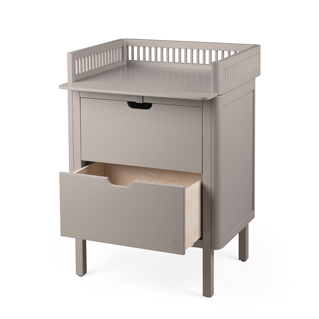 Sebra Wooden Changing Table, 2-in-1 Design with Drawers - Jetty Beige