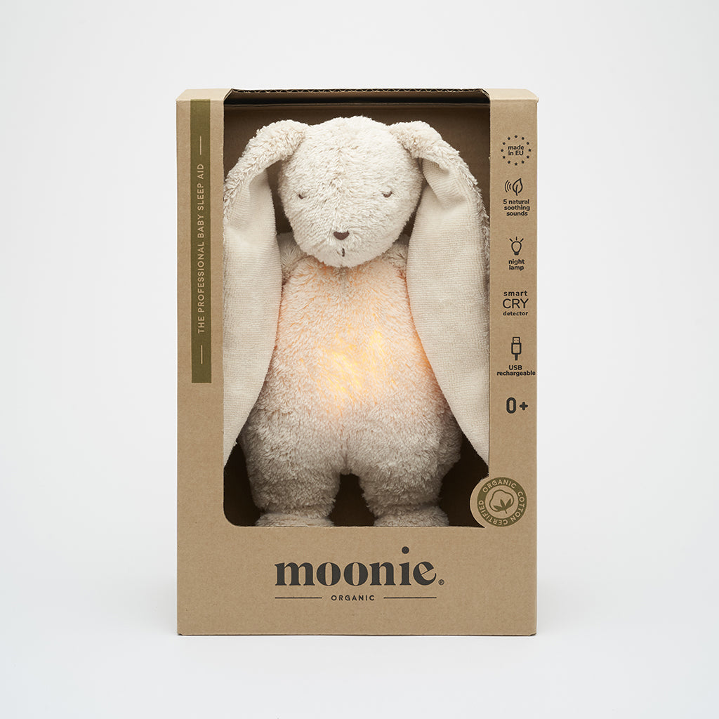Moonie 2.0, Organic Humming Bunny with Pink Noise and Lamp - Sand
