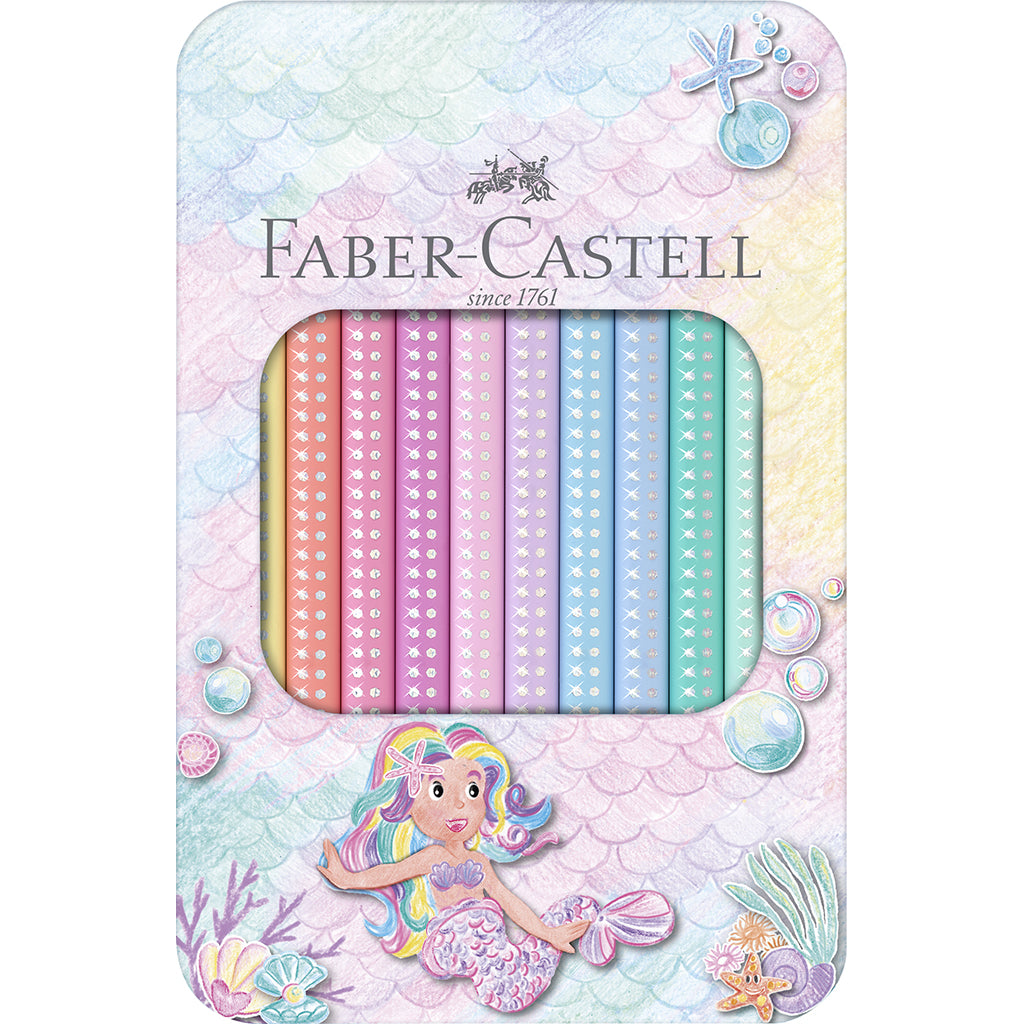 Faber-Castell, Jumbo Colored Pencils, 10 Pastel Shades in a Tin Case