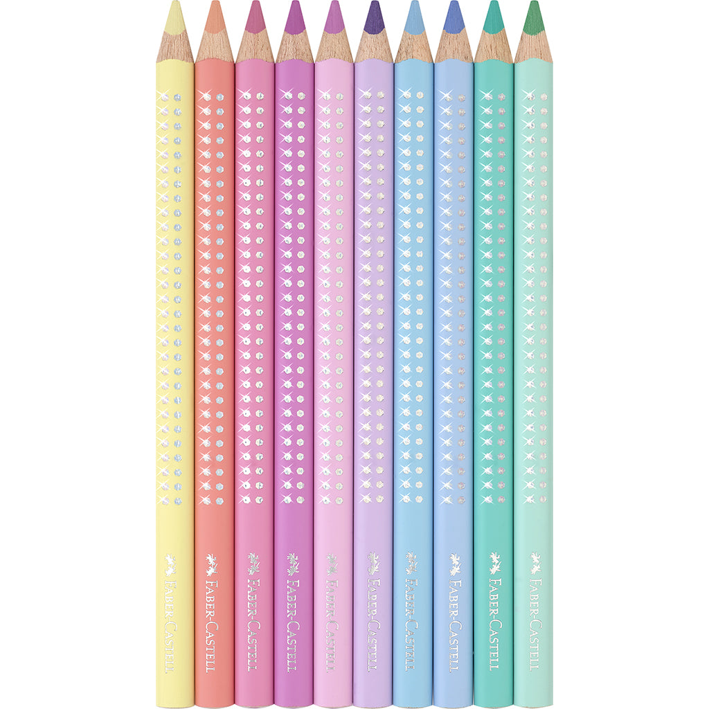 Faber-Castell, Jumbo Colored Pencils, 10 Pastel Shades in a Tin Case