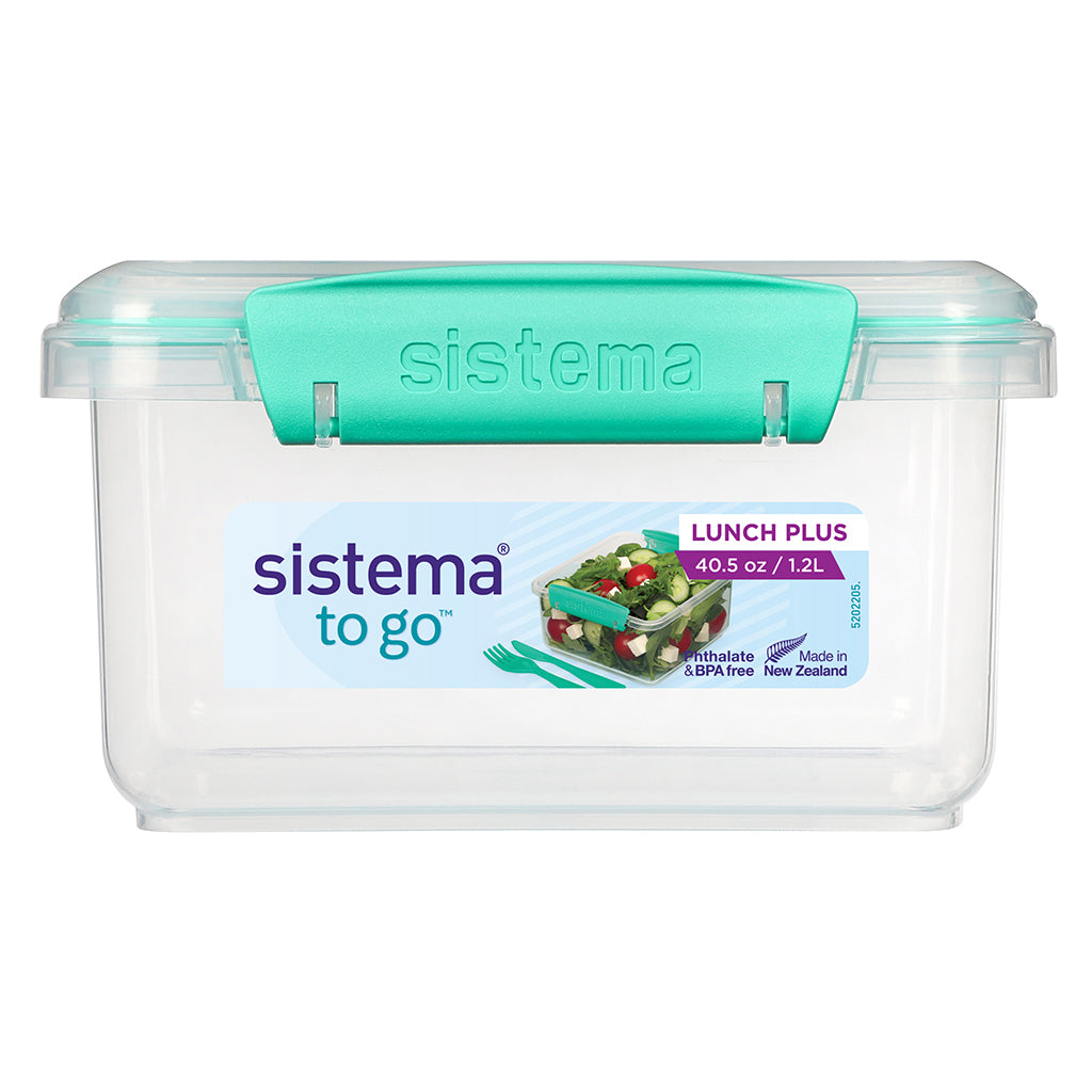 Sistema Lunch Plus lunchbox with 1 compartment and cutlery, 1.2 L – Minty teal