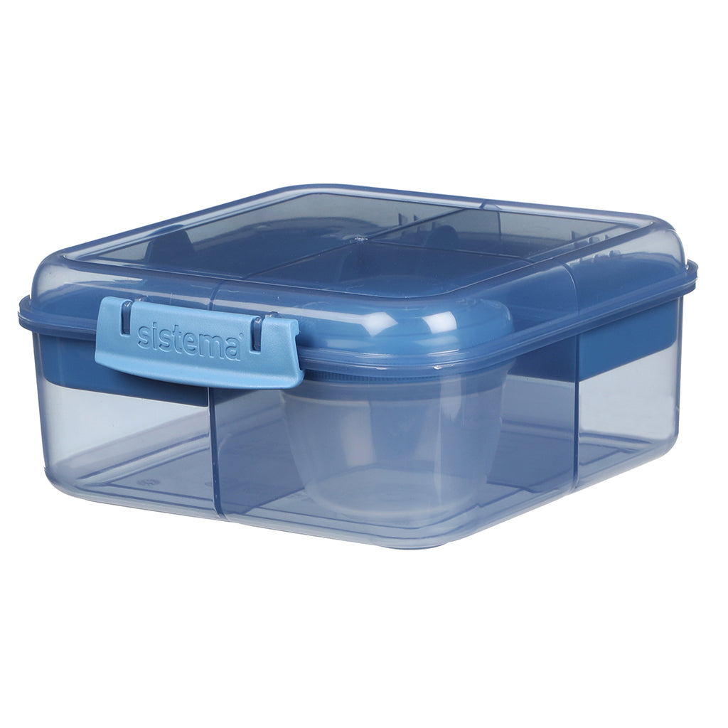Sistema Bento Cube To Go, lunch box with 5 compartments and a container – Mountain blue