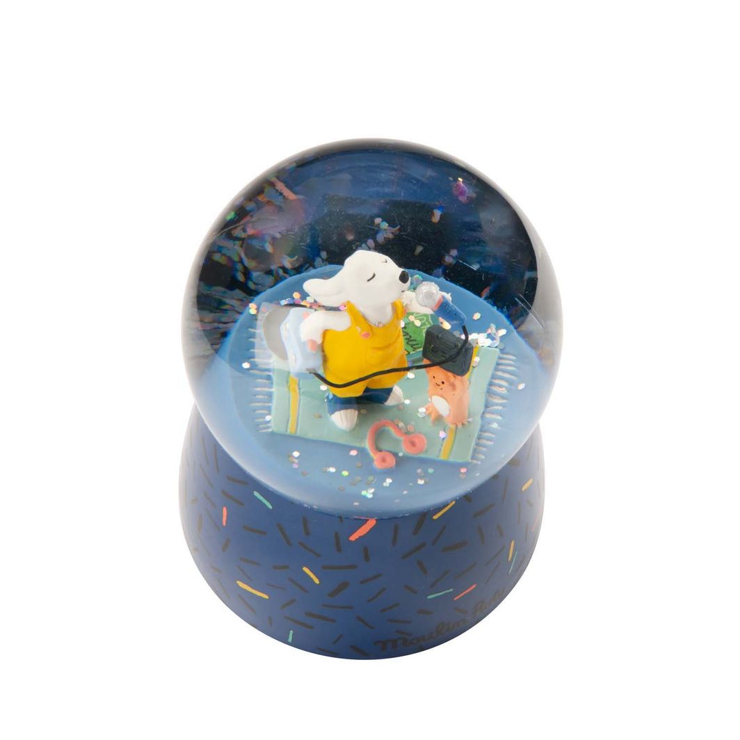 Moulin Roty Snow Globe with Music, Dog Pilou - Puce & Pilou