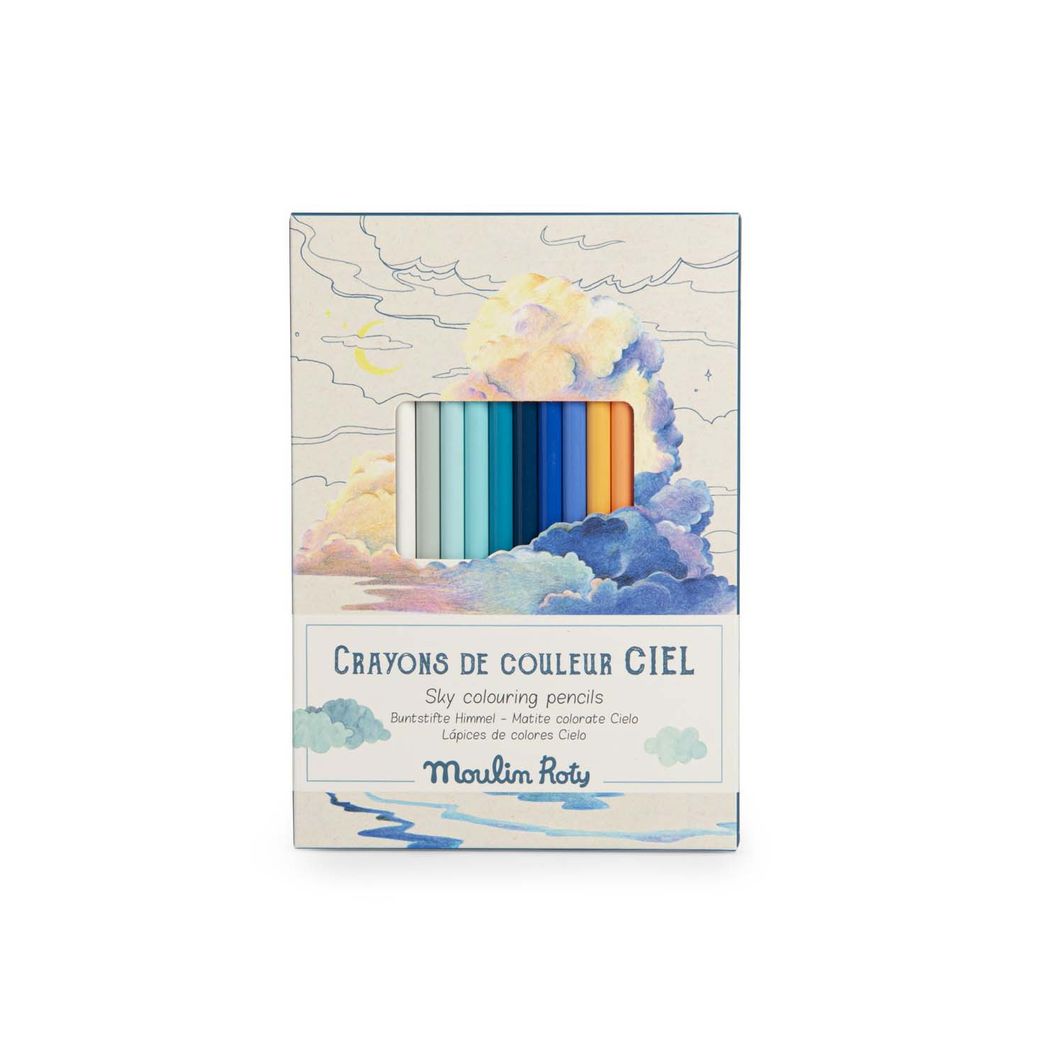Moulin Roty Colored Pencils, Set of 12, Sky - Le Jardin du Moulin