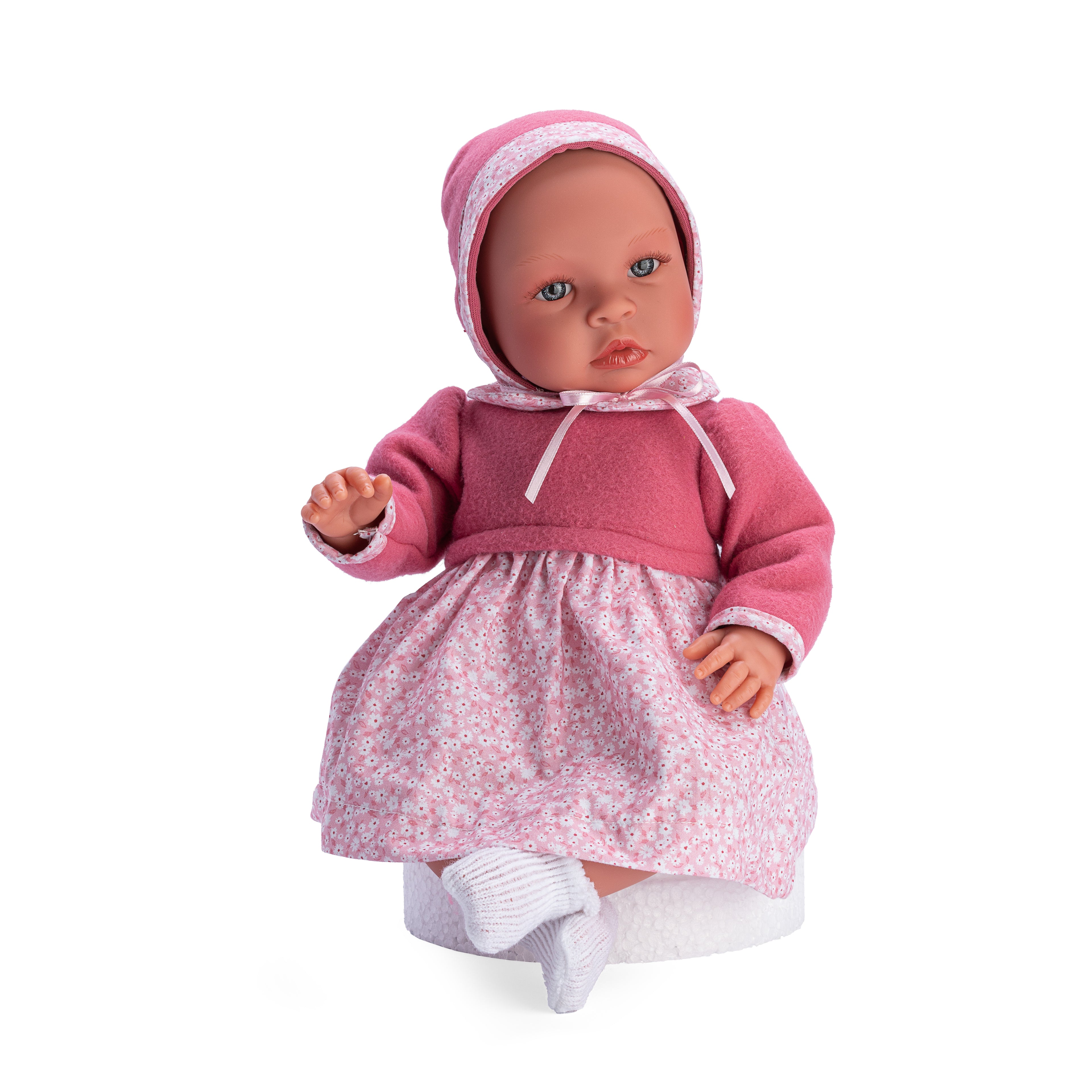 Así Leonora babydukke, 46 cm - Mørkrosa top og kyse