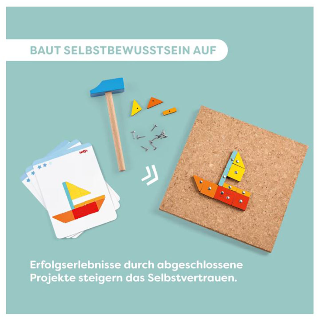 Haba Hammer Bench with Nails, Geometric Shapes