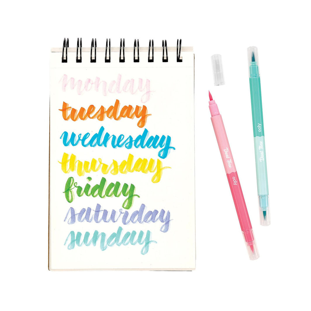 Ooly Brush Markers, Set of 12, Double-Sided - Dual Tone