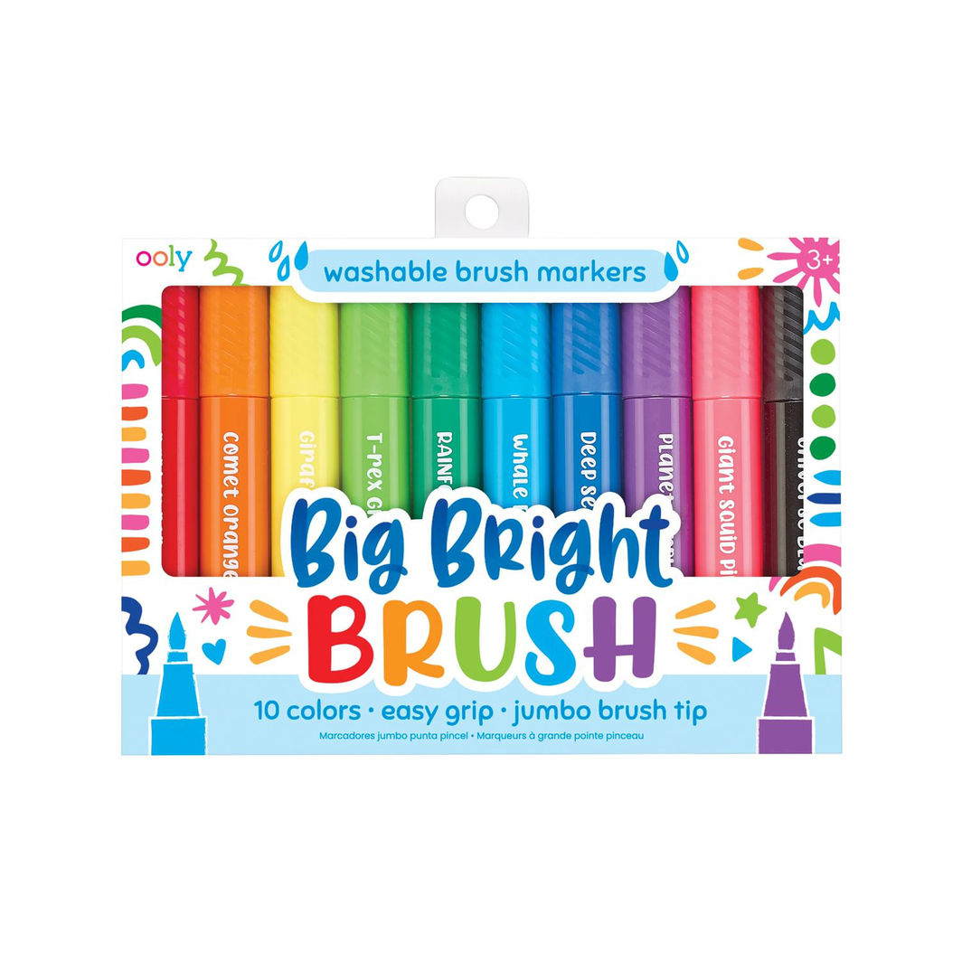 Ooly Jumbo Brush Markers 10-Pack, Washable - Big Bright Brush