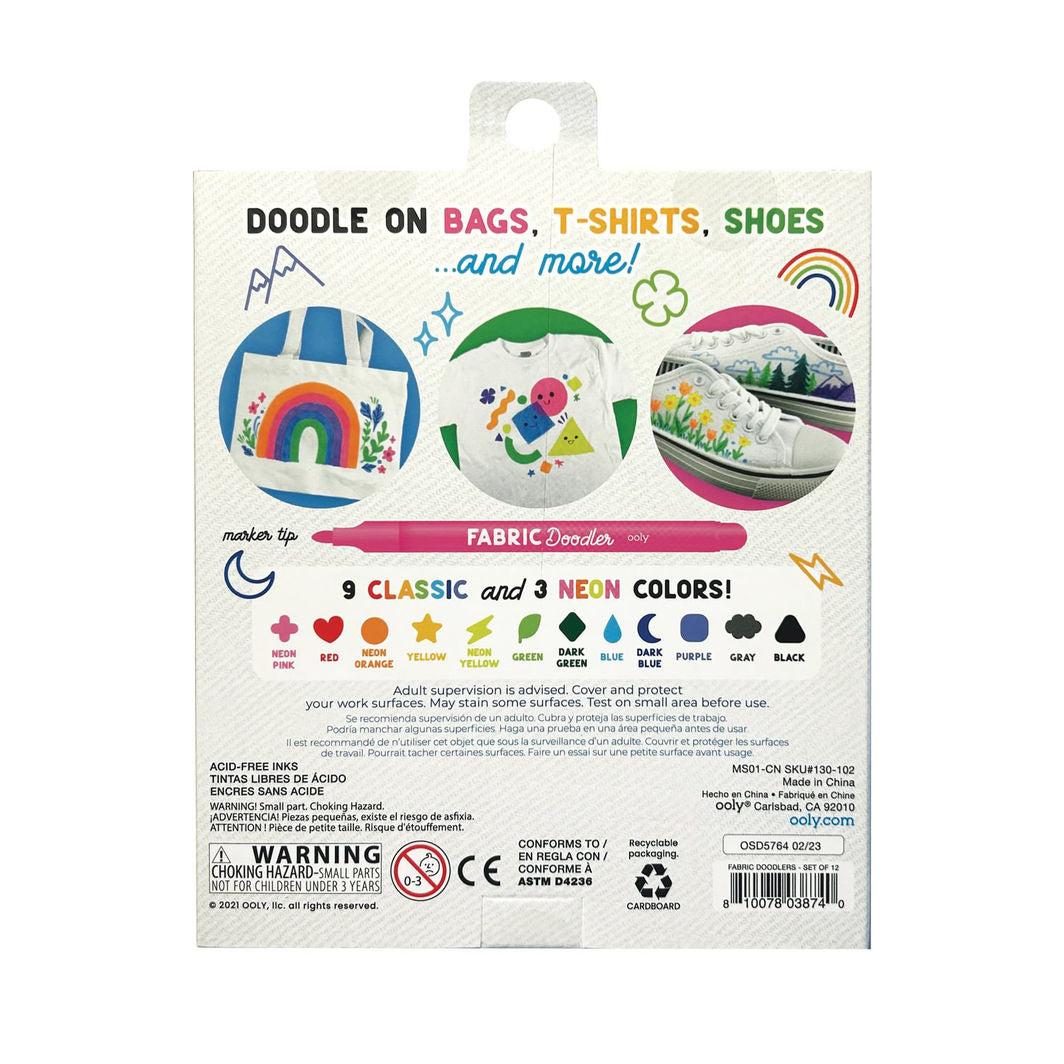 Ooly Fabric Markers 12 pcs, Doodlers