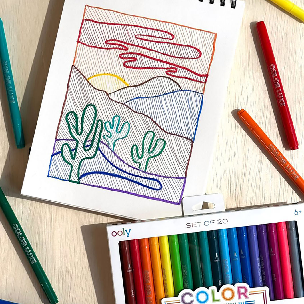 OOLY Coloring Pens Set, 20 Pieces, Double-Sided - Color Luxe