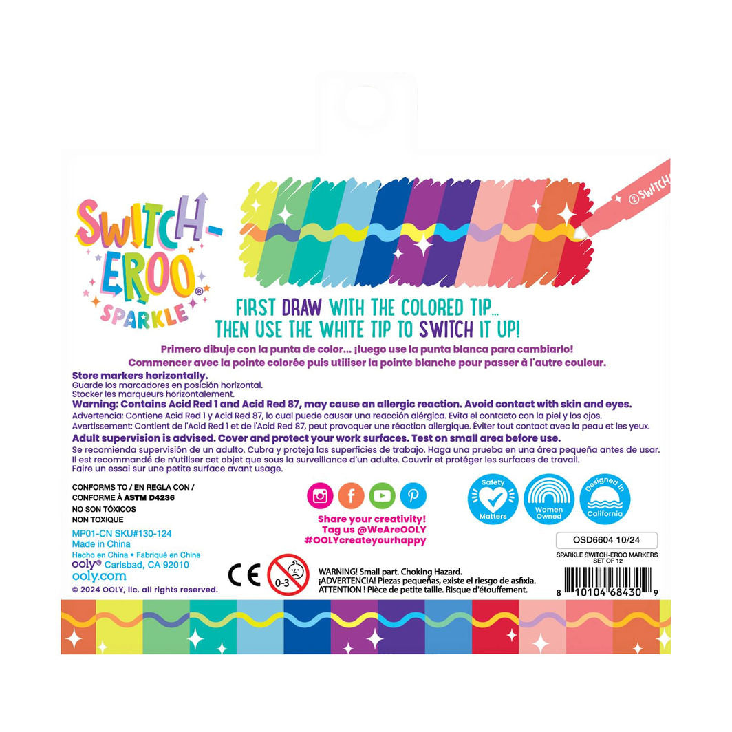 Ooly Magic Markers Set of 12, Switch-eroo Glitter