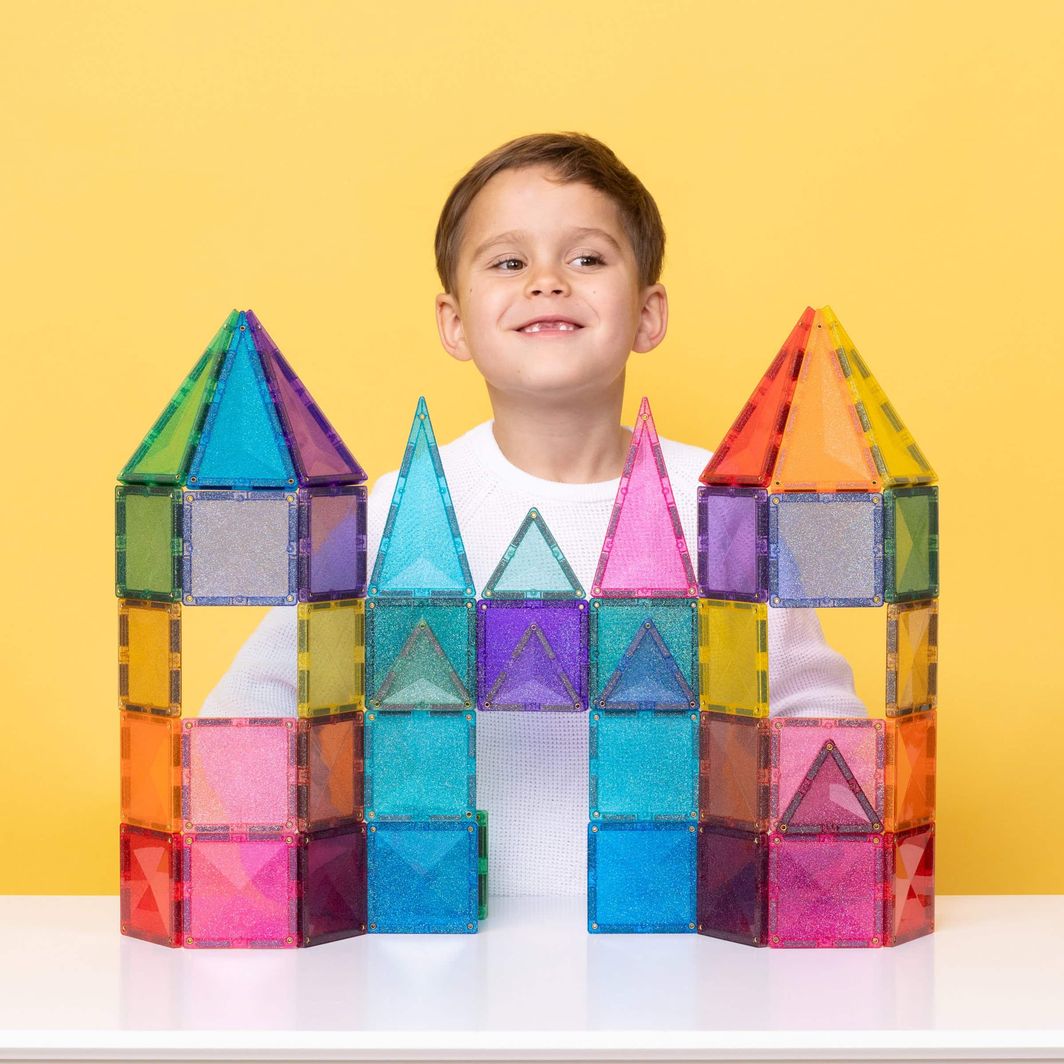 Connetix Glitter Castle Pack, Magnetic Building Set with 48 Pieces