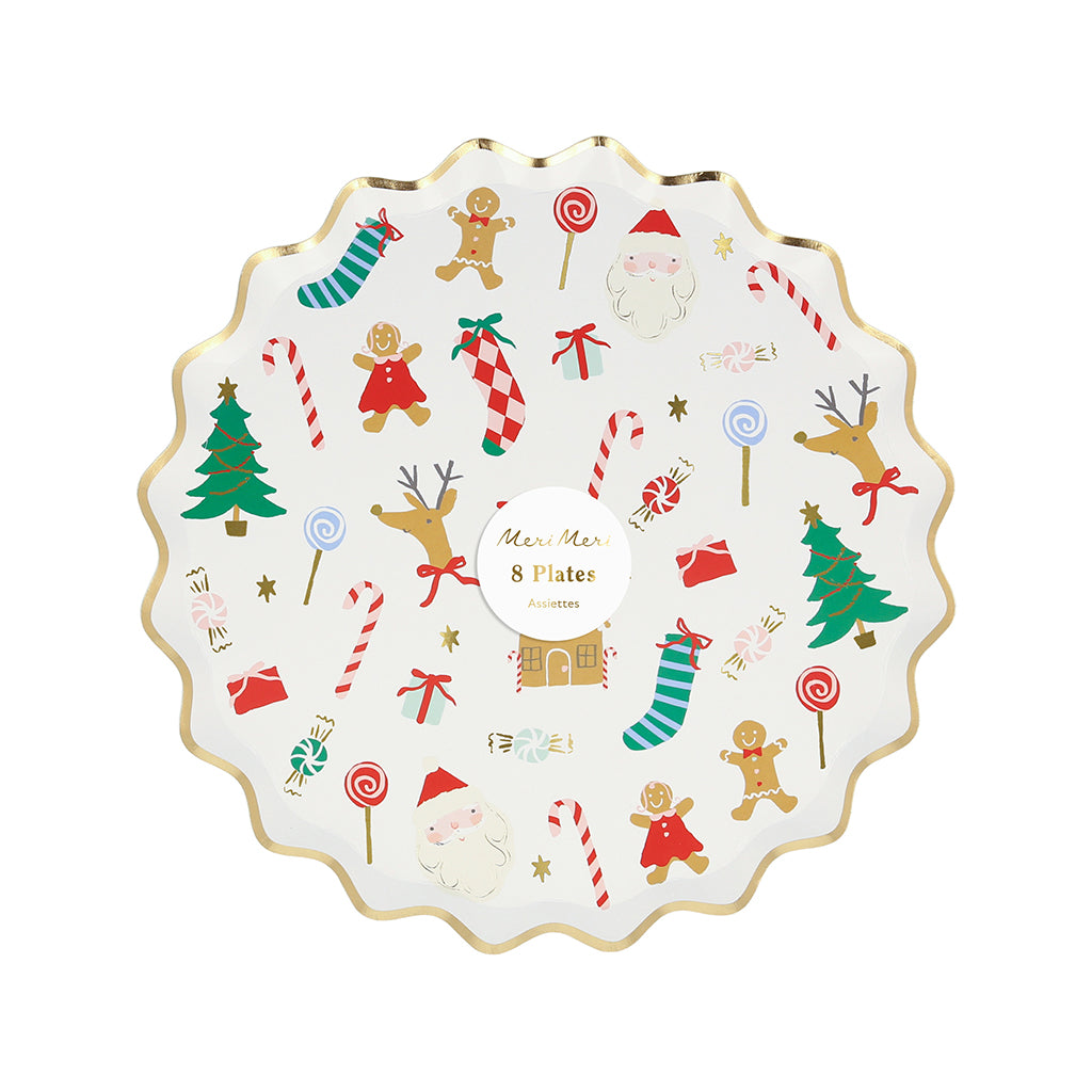 Meri Meri Paper Plates Size S, Jolly Christmas, Christmas Motifs – Pack of 8