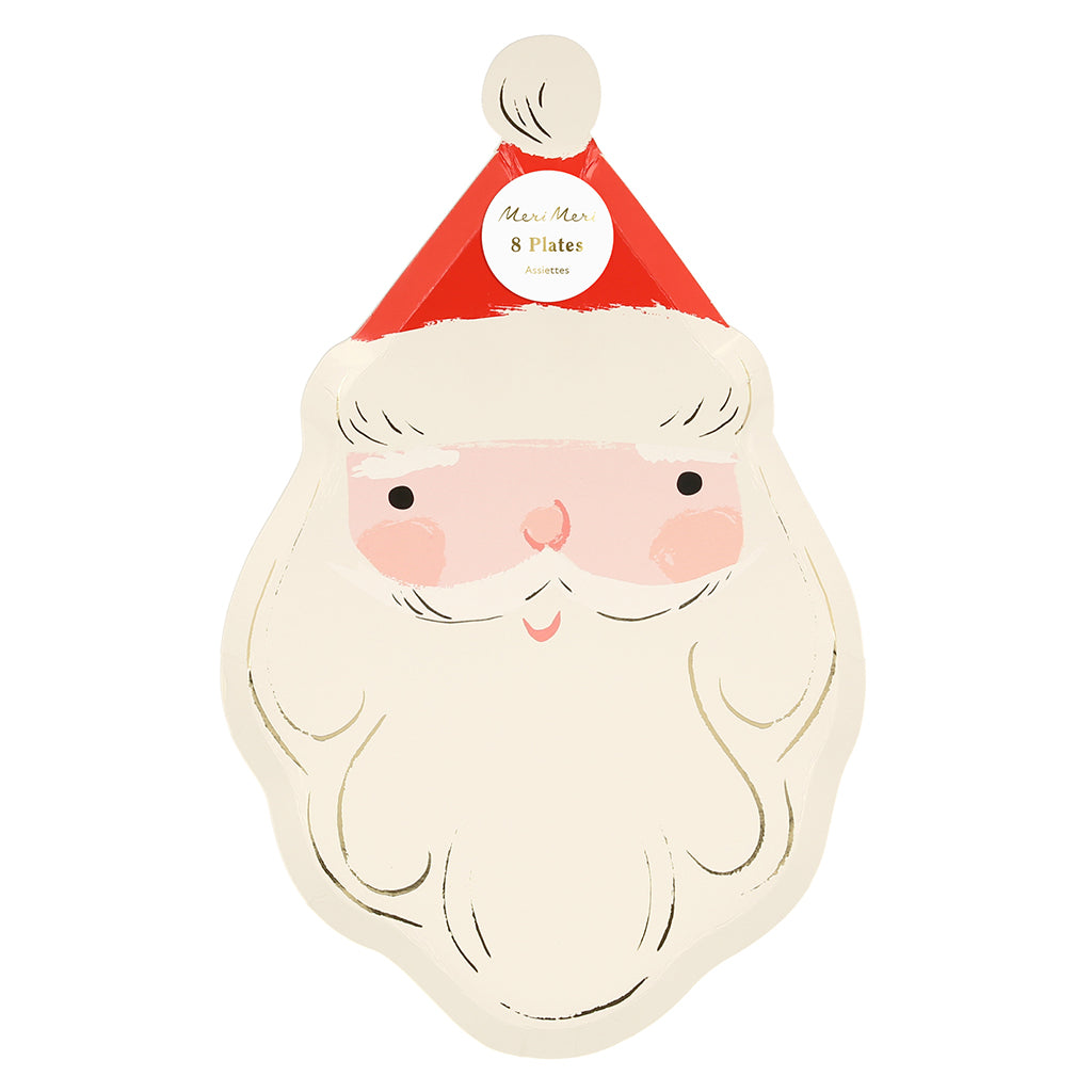 Meri Meri paptallerkener, Jolly Christmas, Julemand - 8 stk