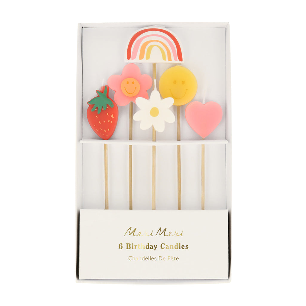 Meri Meri Cake Candles, Happy Face Icon – Pack of 6