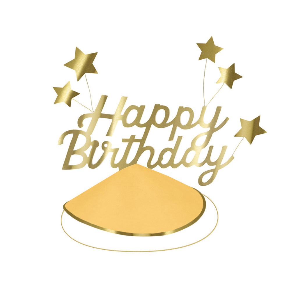 Meri Meri Party Hats, Happy Birthday & Foil Star Party Hats - Set of 6