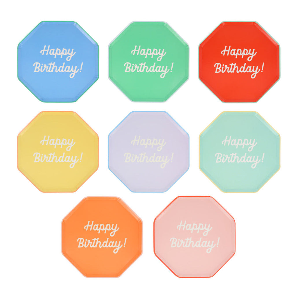 Meri Meri Paper Plates Size S, Happy Birthday - Pack of 8