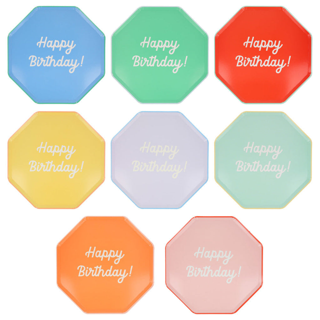 Meri Meri Paper Plates Size L, Happy Birthday - Pack of 8.