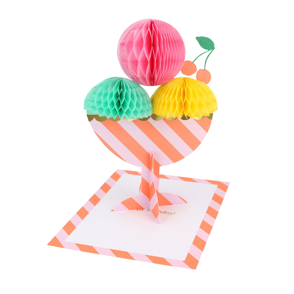 Meri Meri Birthday Card, Ice Cream Sundae Honeycomb