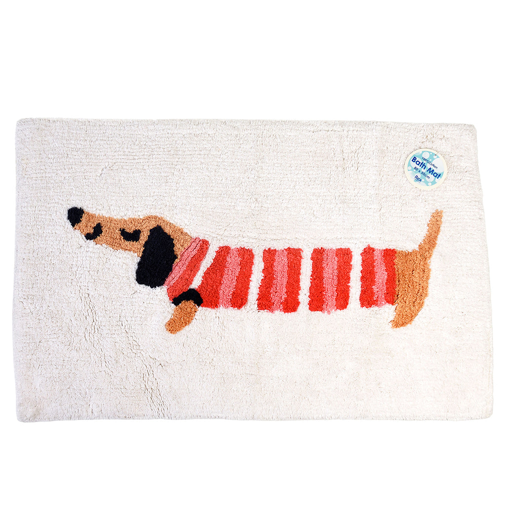 Rex London Tufted Bath Mat with Dachshund Design